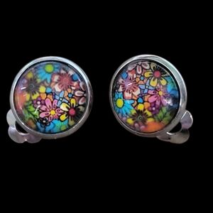 Clip On Earrings with Tiny Flowers